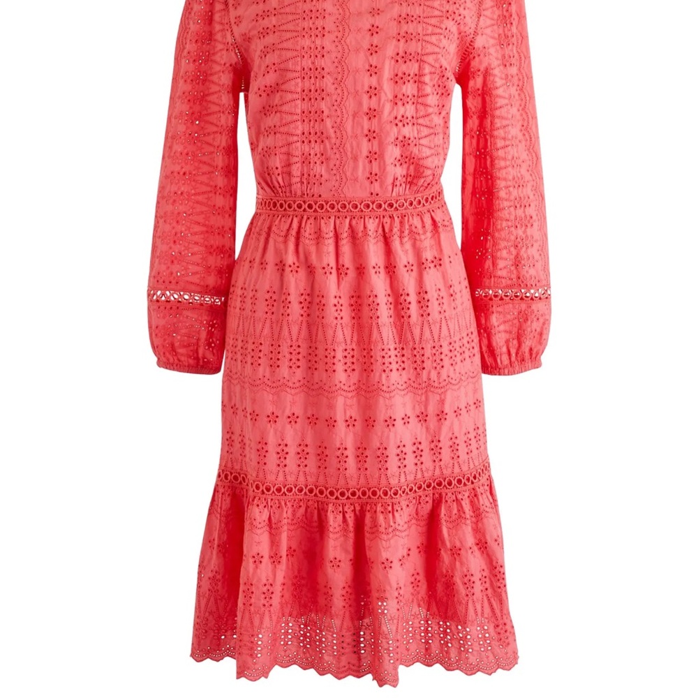 J. Crew Vibrant Coral Long Sleeve Dress